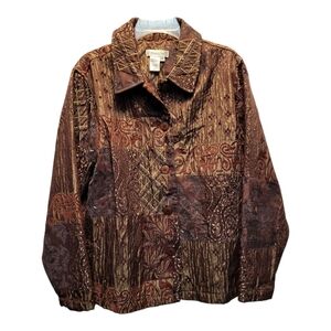 Coldwater Creek Glitter Patch Patchwork Brocade Tapestry Jacket - Size 1X